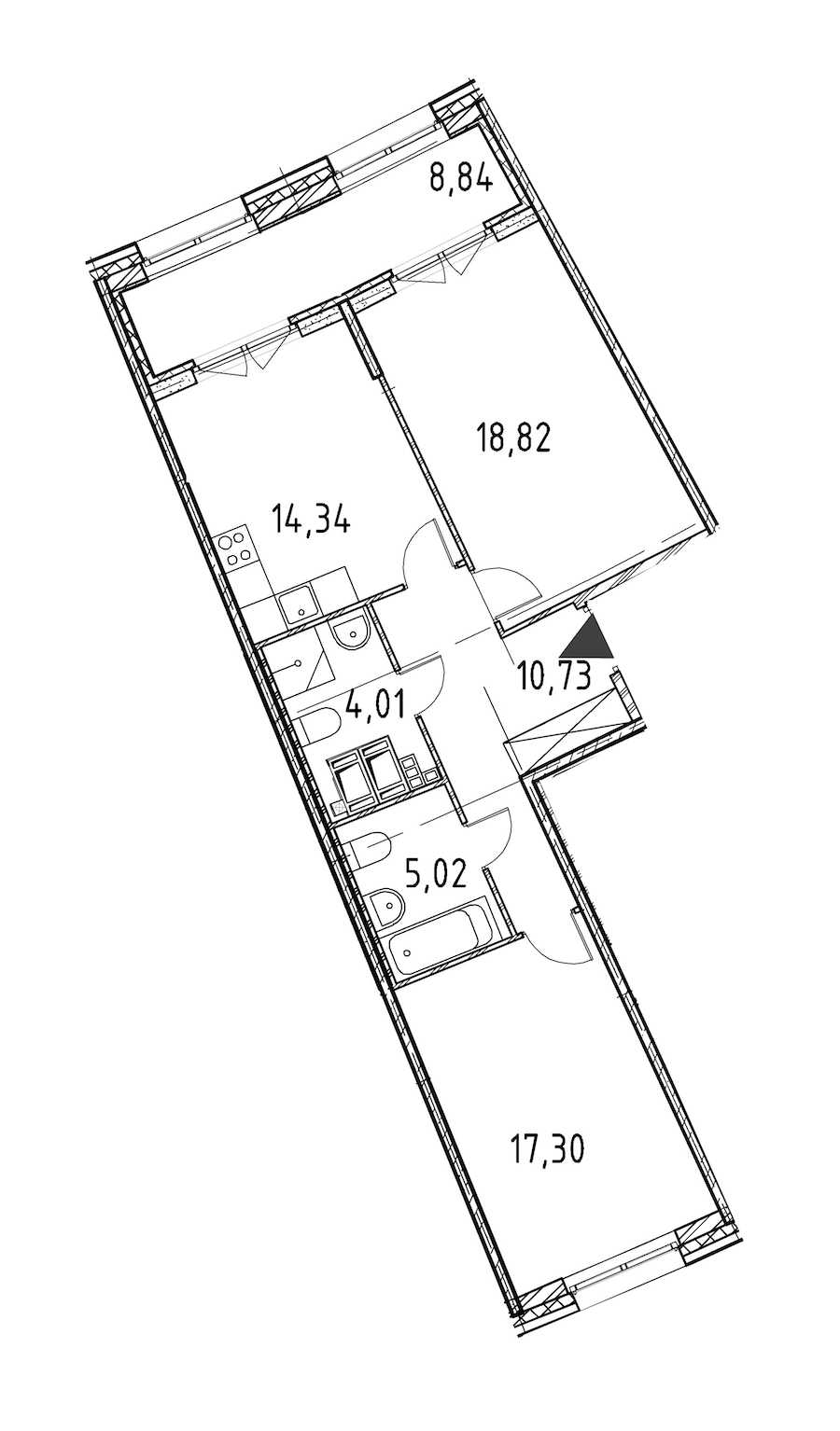 Двухкомнатная квартира в : площадь 70.22 м2 , этаж: 5 – купить в Санкт-Петербурге